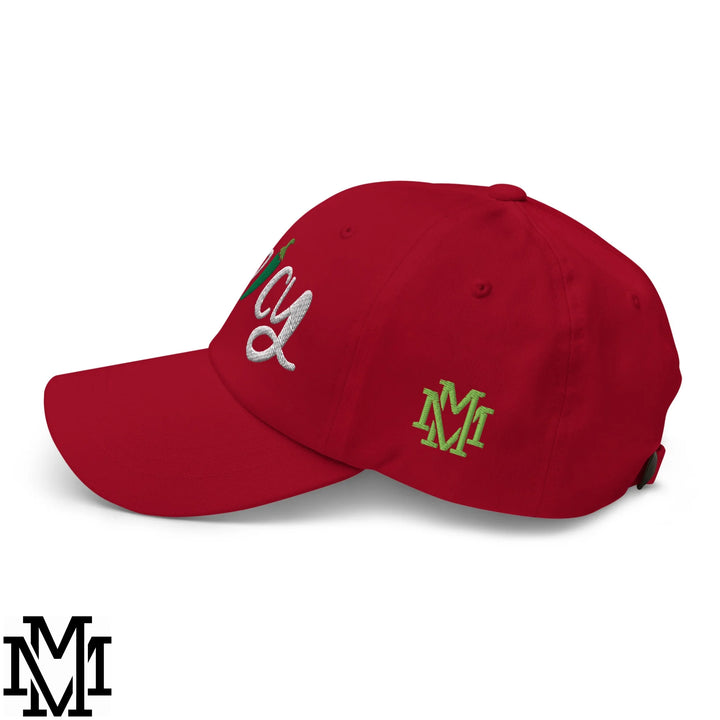 Spicy Chilli Pepper Embroidered Unstructured Dad Hat - Cranberry