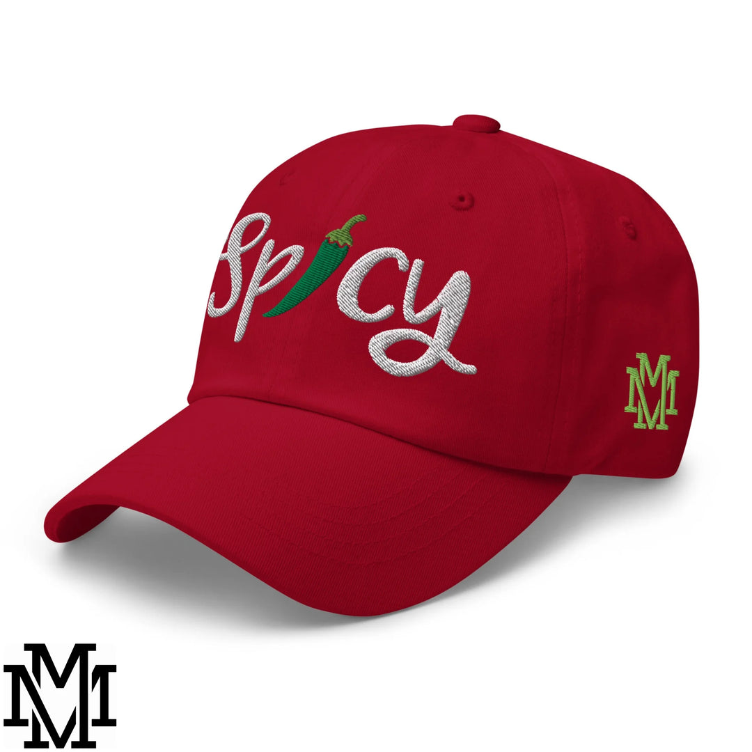 Spicy Chilli Pepper Embroidered Unstructured Dad Hat - Cranberry