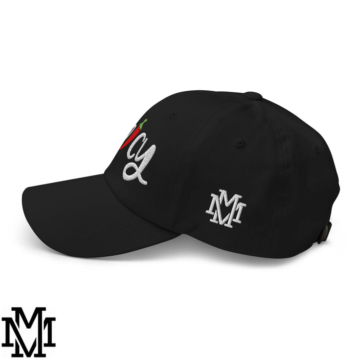 Spicy Chilli Pepper Embroidered Unstructured Dad Hat - Black