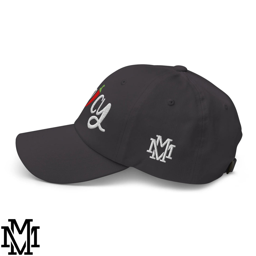 Spicy Chilli Pepper Embroidered Unstructured Dad Hat - Dark Grey
