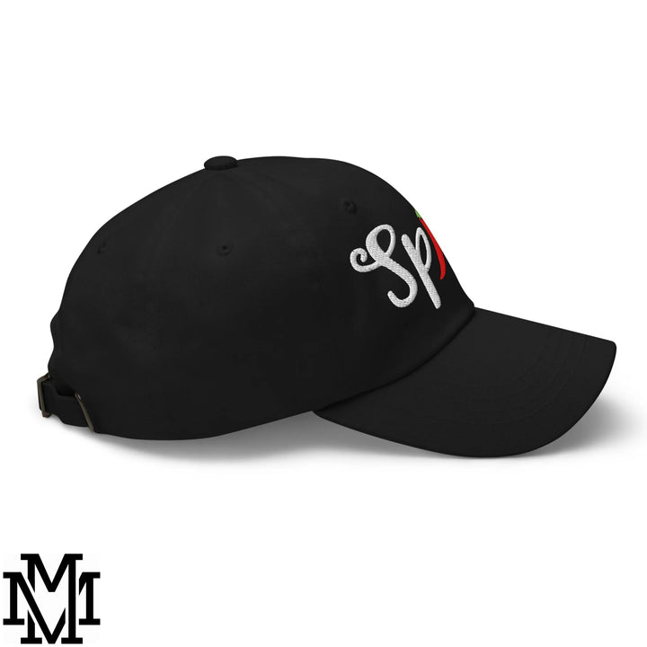 Spicy Chilli Pepper Embroidered Unstructured Dad Hat - Black