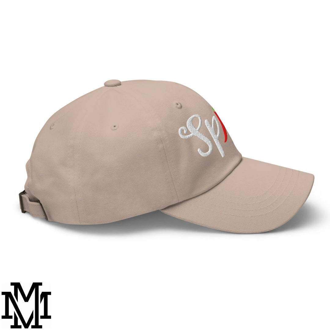 Spicy Chilli Pepper Embroidered Unstructured Dad Hat - Stone