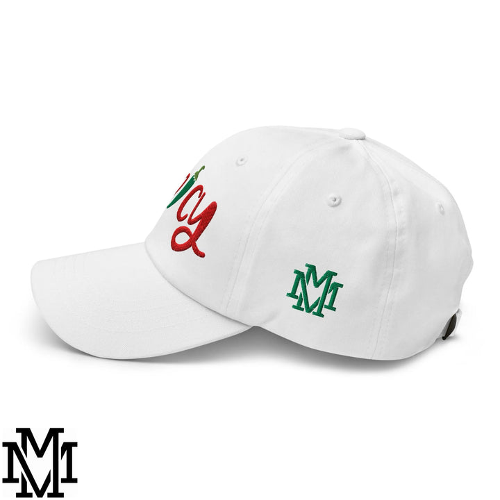 Spicy Chilli Pepper Embroidered Unstructured Dad Hat - White