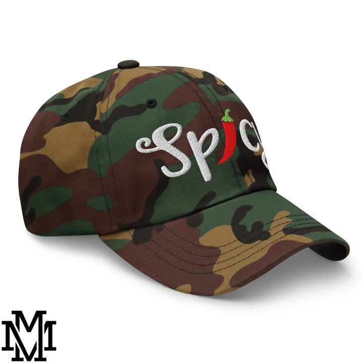 Spicy Chilli Pepper Embroidered Unstructured Dad Hat - Green Camo