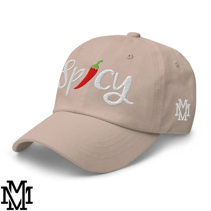 Spicy Chilli Pepper Embroidered Unstructured Dad Hat - Stone