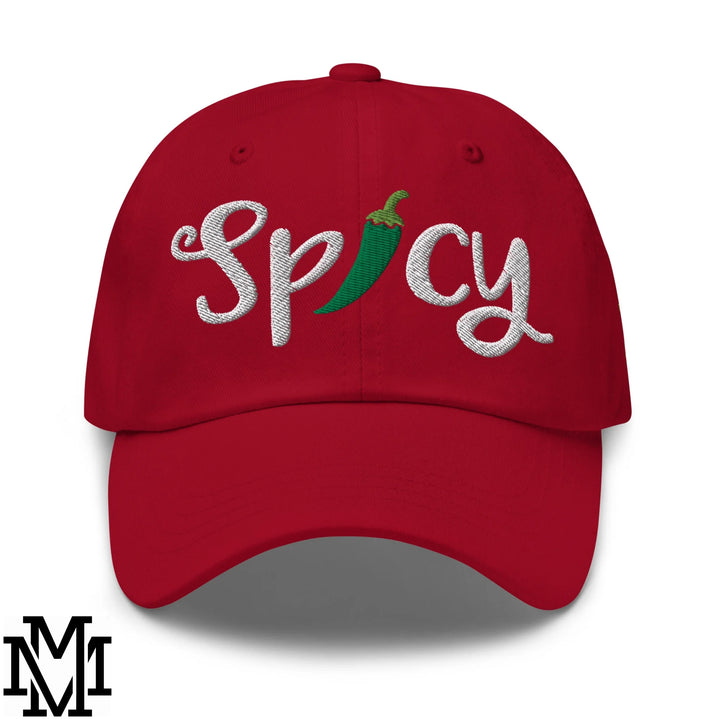 Spicy Chilli Pepper Embroidered Unstructured Dad Hat - Cranberry