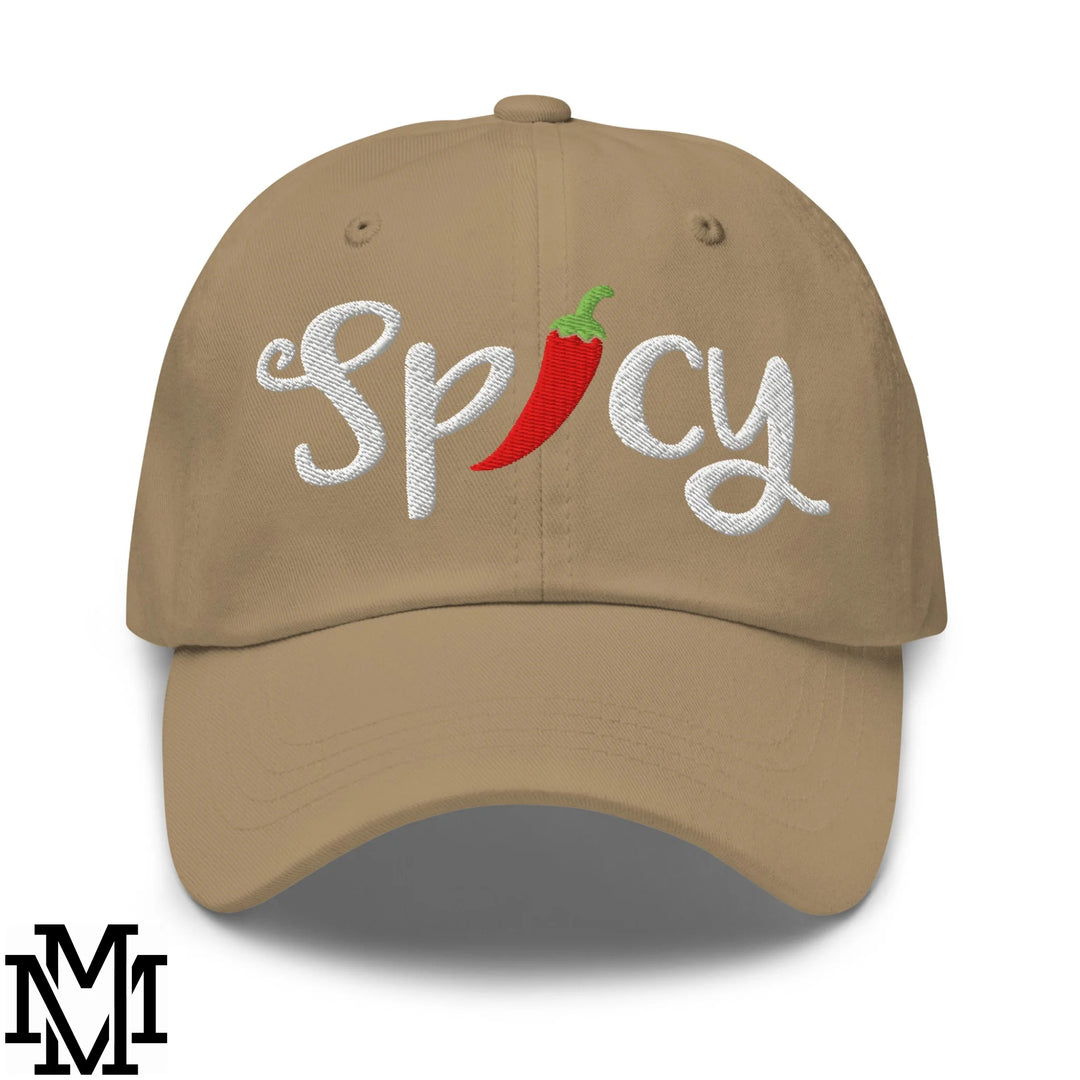 Spicy Chilli Pepper Embroidered Unstructured Dad Hat - Khaki