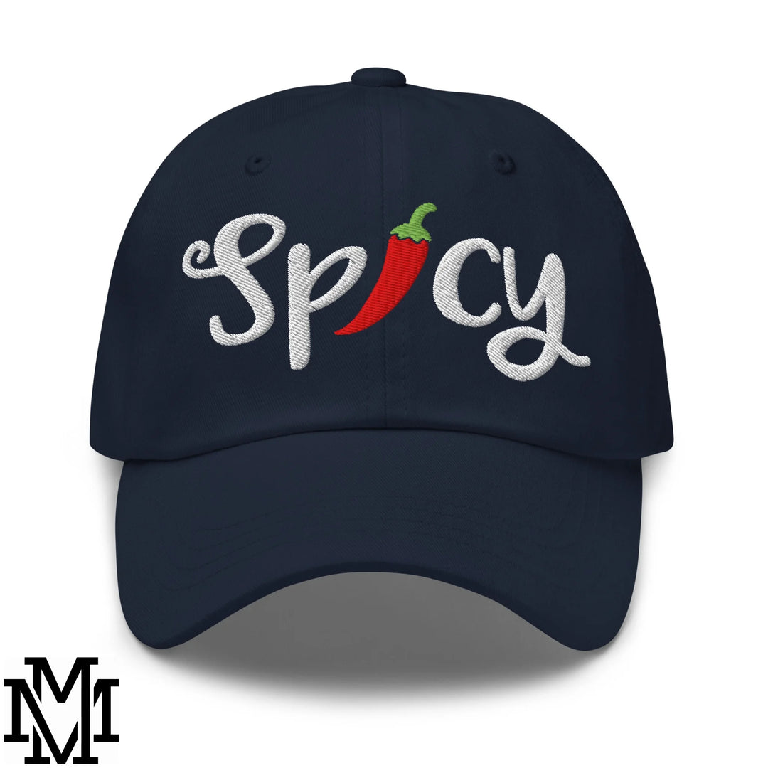 Spicy Chilli Pepper Embroidered Unstructured Dad Hat - Navy