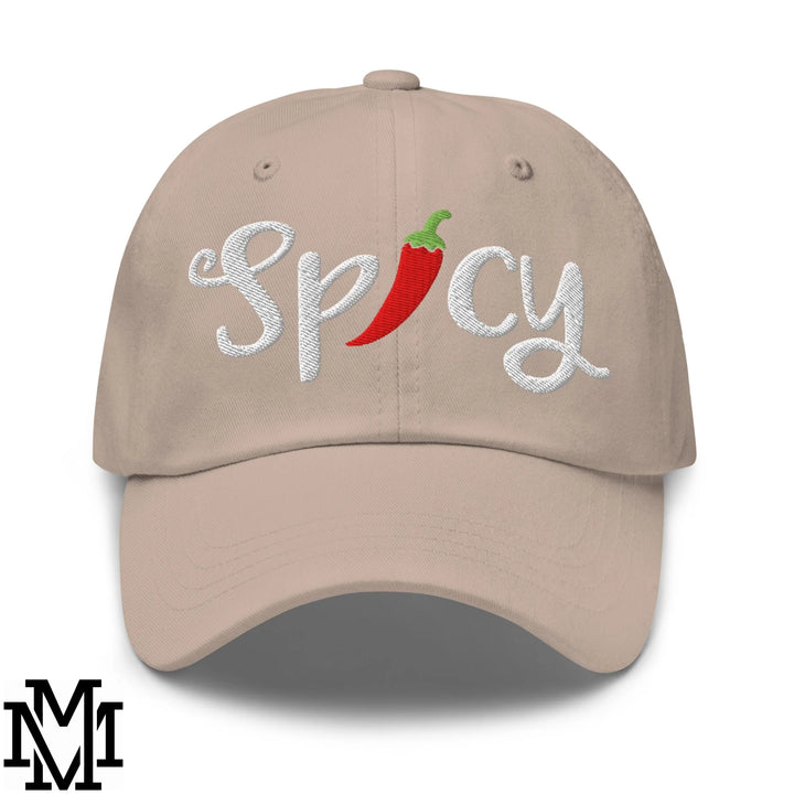 Spicy Chilli Pepper Embroidered Unstructured Dad Hat - Stone