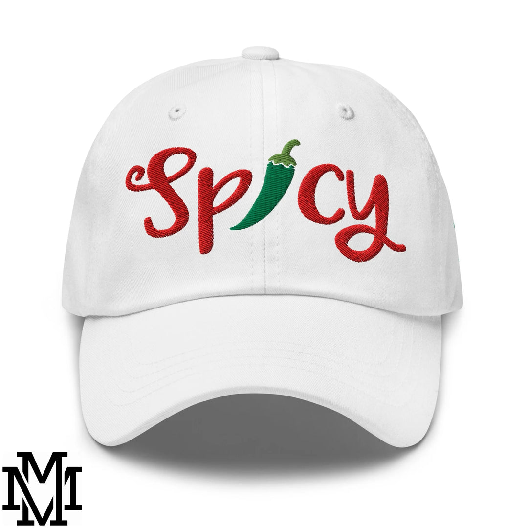Spicy Chilli Pepper Embroidered Unstructured Dad Hat - White
