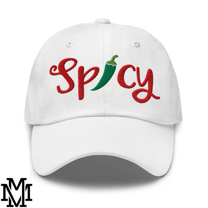 Spicy Chilli Pepper Embroidered Unstructured Dad Hat - White