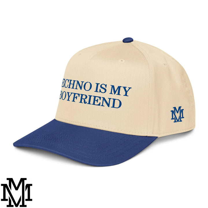 Techno is My Boyfriend Embroidered Baseball Snapback Hat - Royal Natural