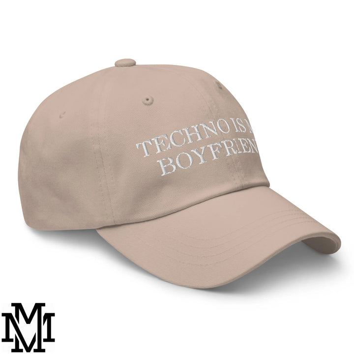 Techno is My Boyfriend Embroidered Unstructured Dad Hat - Stone