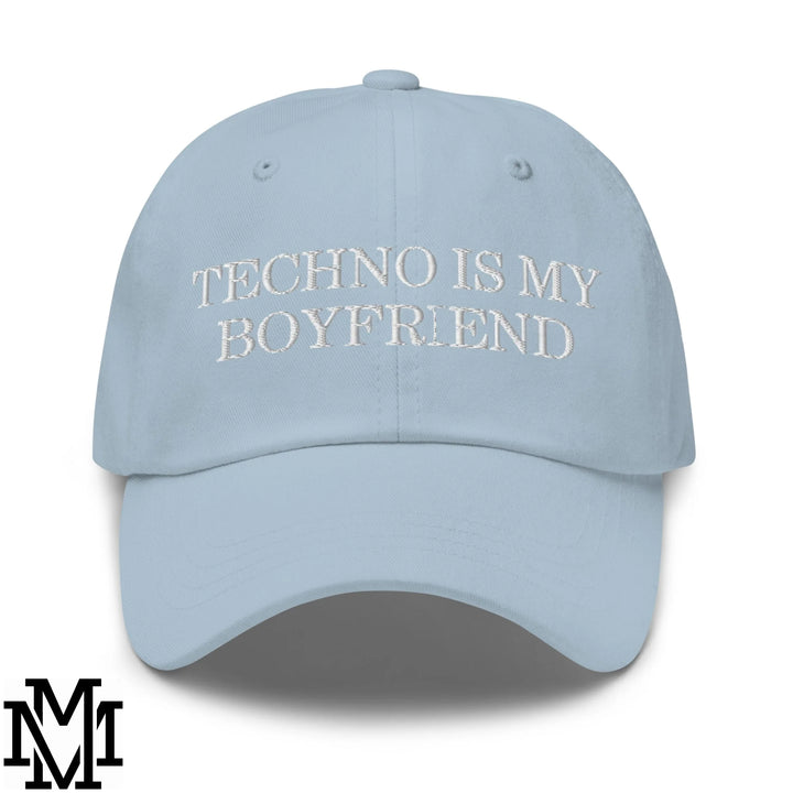 Techno is My Boyfriend Embroidered Unstructured Dad Hat - Light Blue
