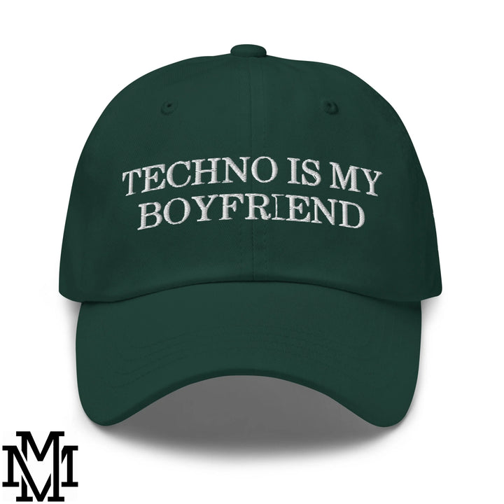 Techno is My Boyfriend Embroidered Unstructured Dad Hat - Spruce