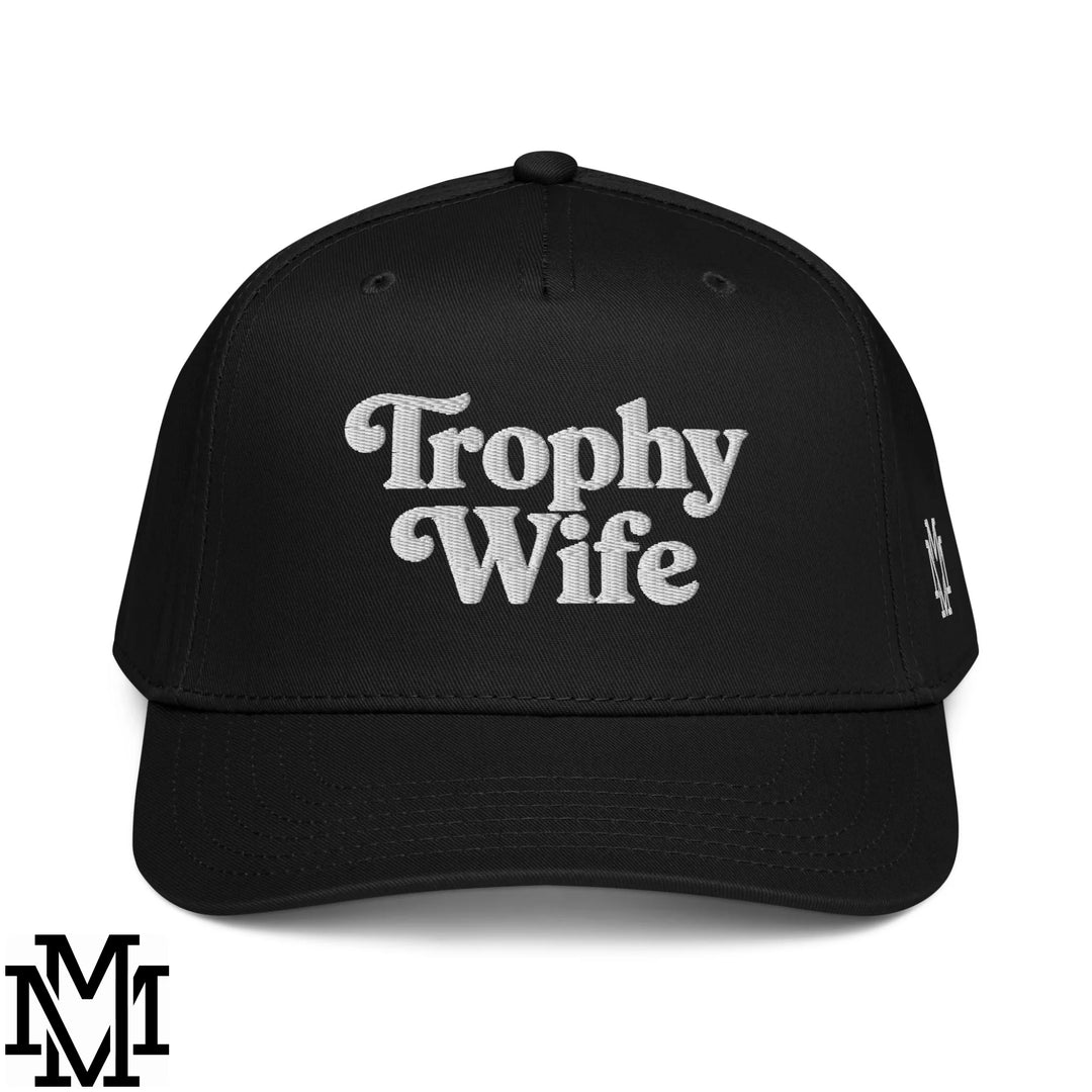 Trophy Wife Embroidered Baseball Snapback Hat - Black