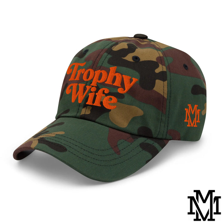 Trophy Wife Embroidered Unstructured Dad Hat - Green Camo