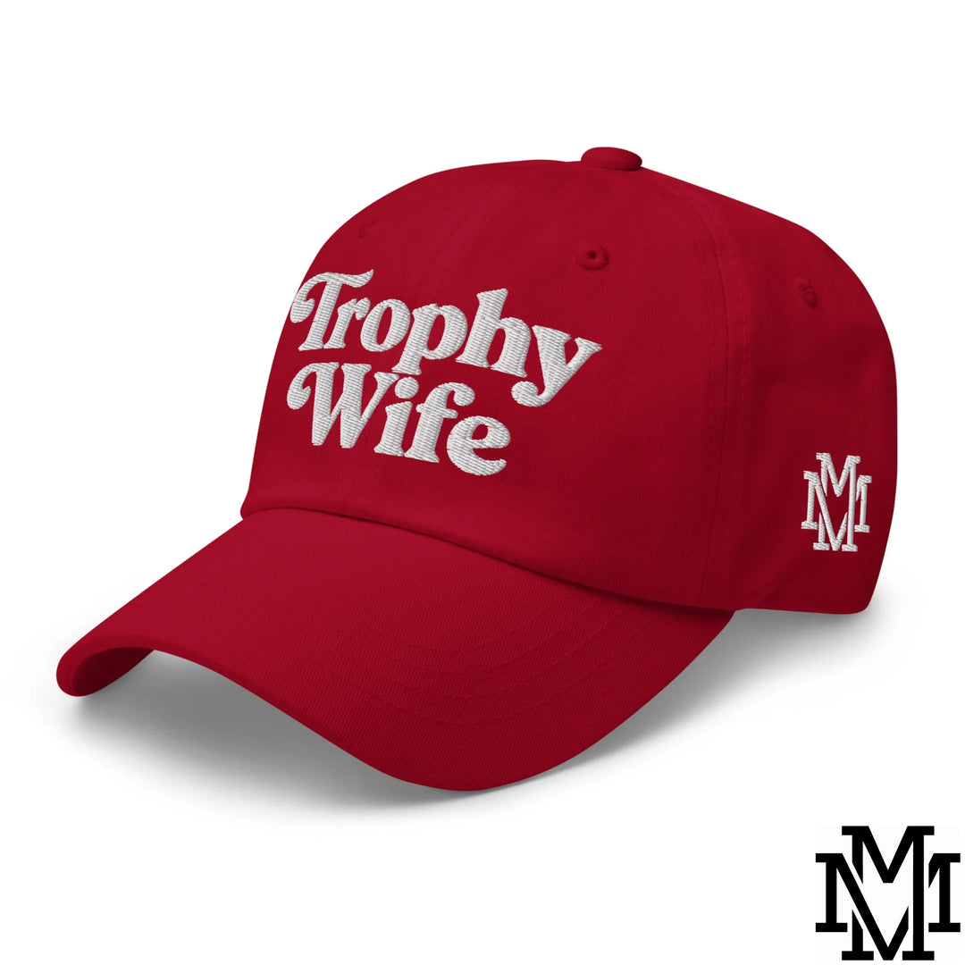 Trophy Wife Embroidered Unstructured Dad Hat - Cranberry