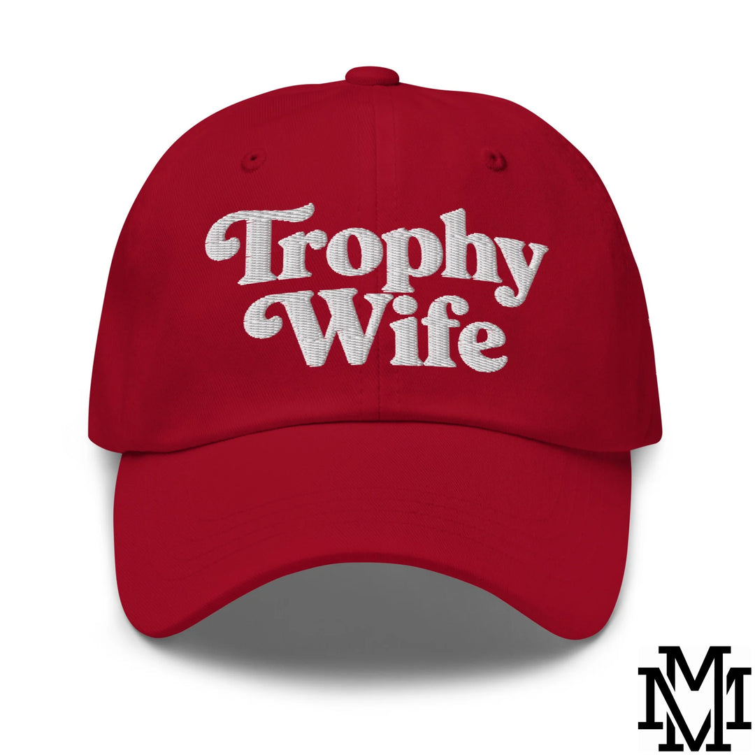 Trophy Wife Embroidered Unstructured Dad Hat - Cranberry