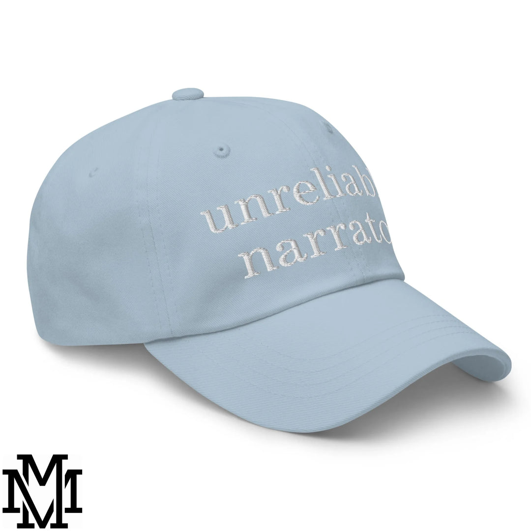 Unreliable Narrator Embroidered Unstructured Dad Hat - Light Blue
