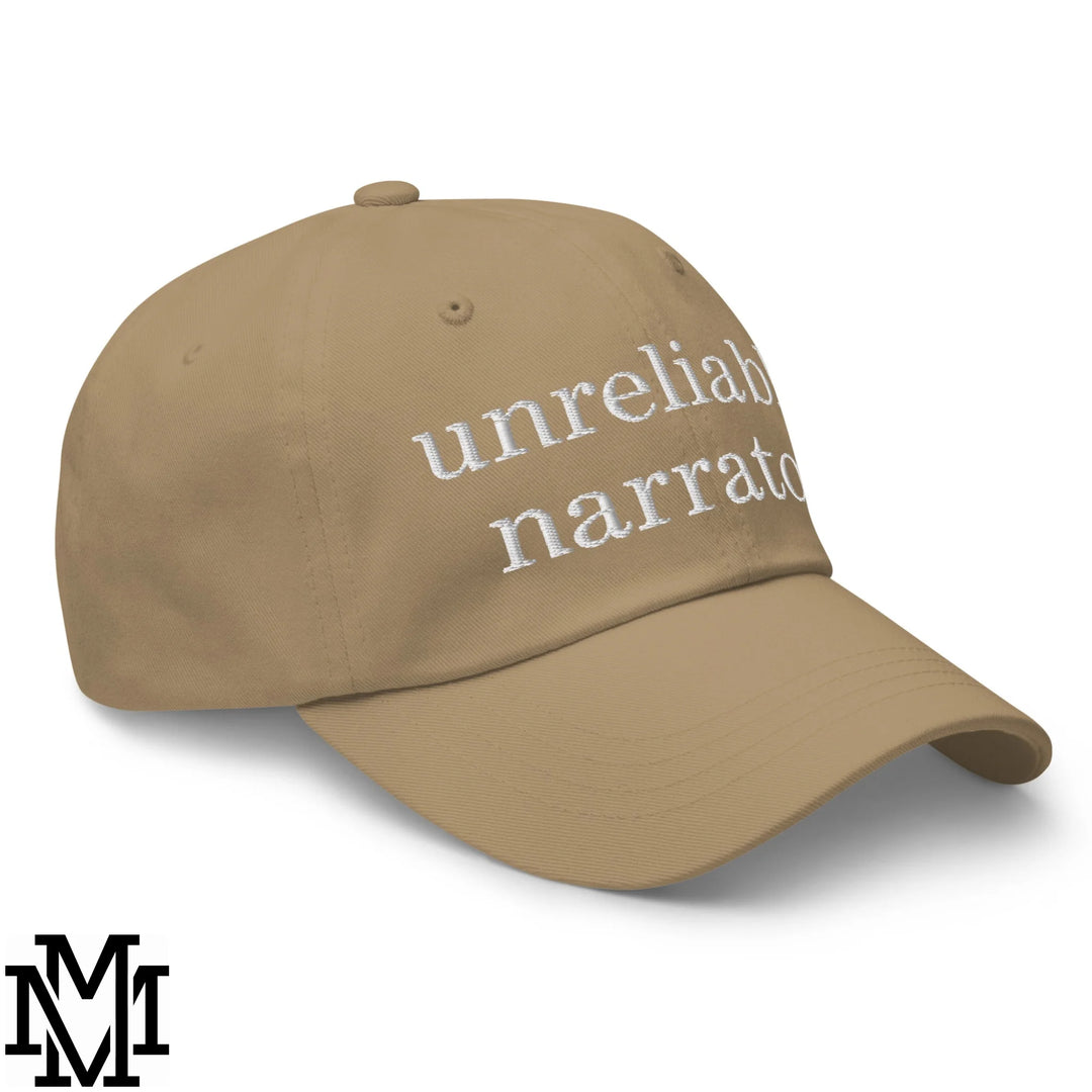 Unreliable Narrator Embroidered Unstructured Dad Hat - Khaki
