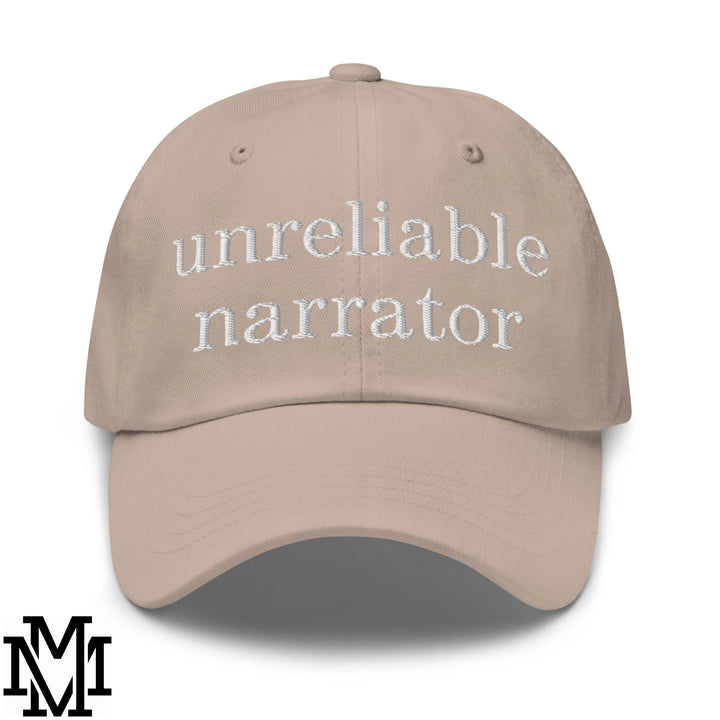 Unreliable Narrator Embroidered Unstructured Dad Hat - Stone