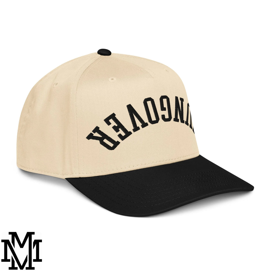 Upside Down Hangover Embroidered Baseball Snapback Hat - Black Natural