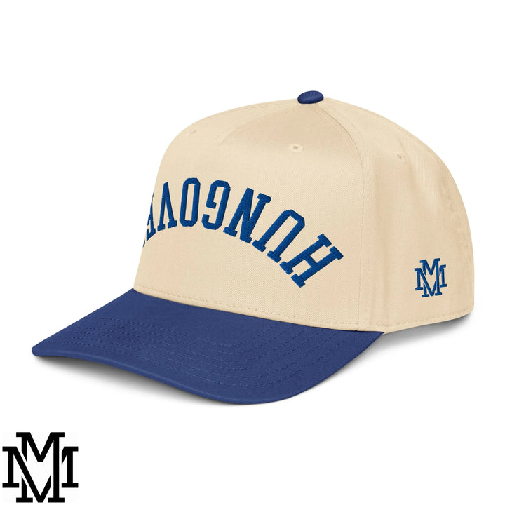 Upside Down Hangover Embroidered Baseball Snapback Hat - Royal Natural