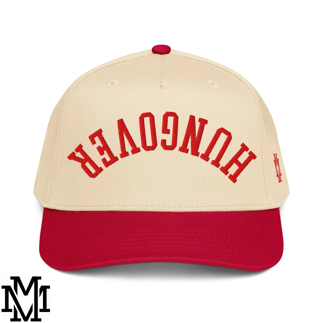 Upside Down Hangover Embroidered Baseball Snapback Hat - Red Natural