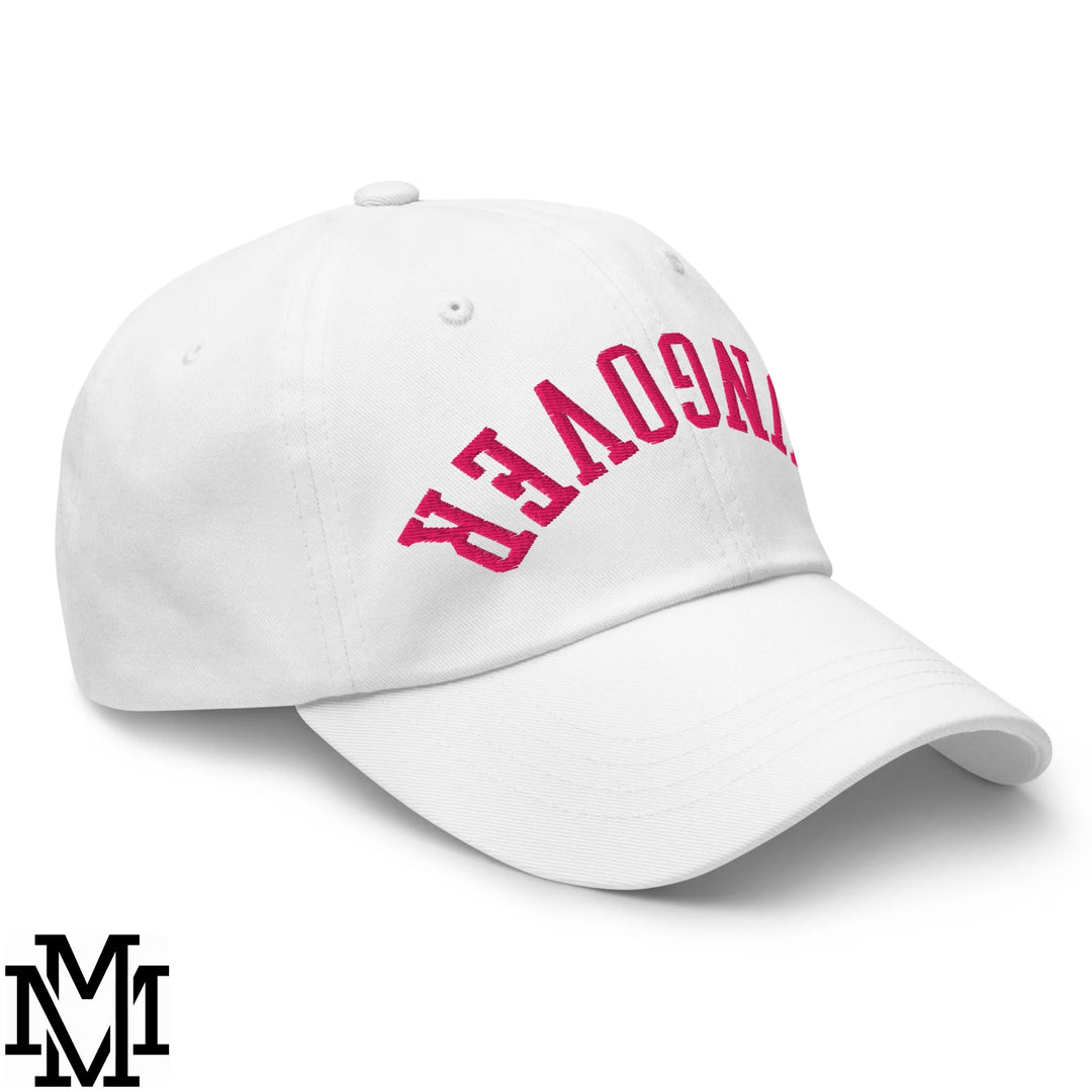 Upside Down Hangover Embroidered Unstructured Dad Hat - White