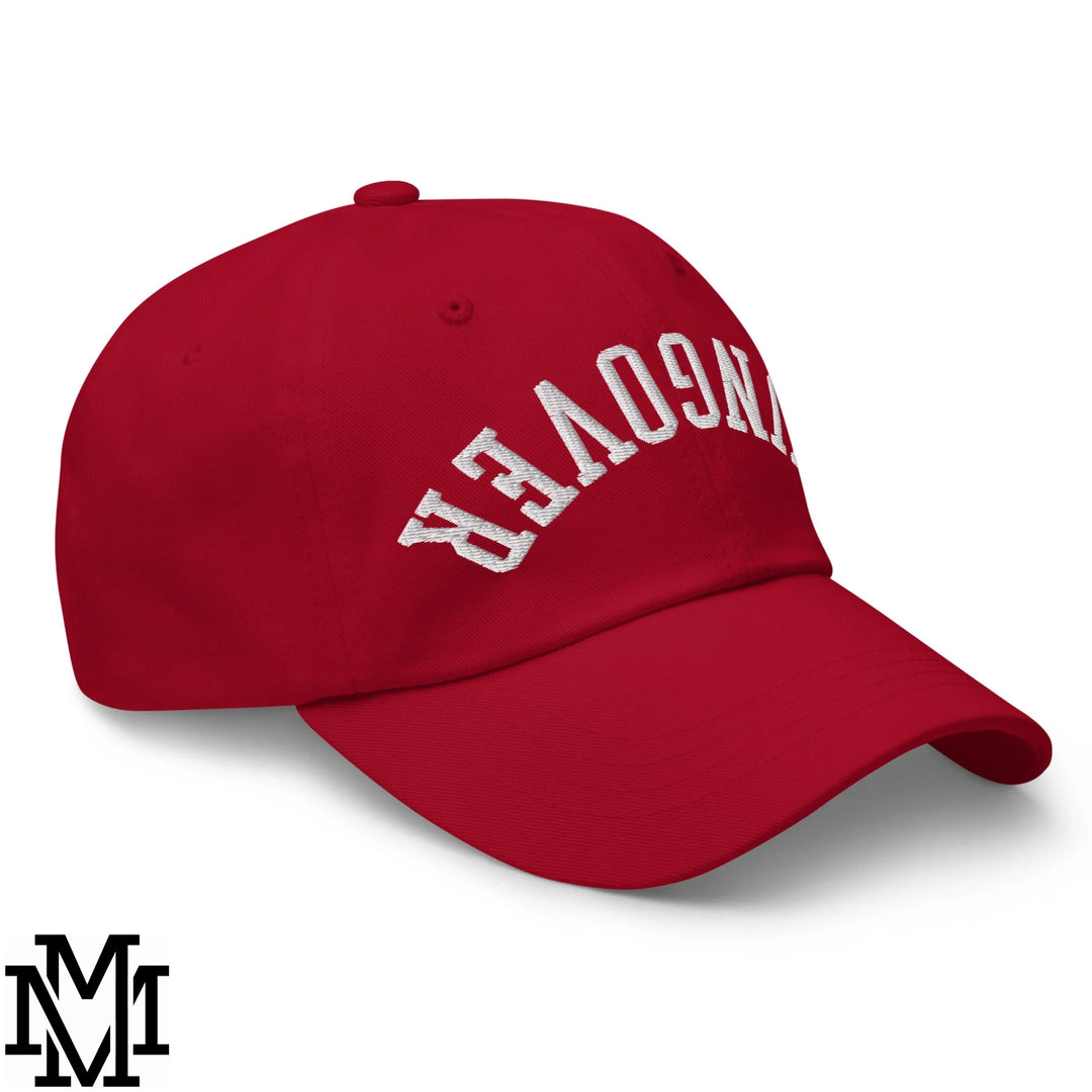 Upside Down Hangover Embroidered Unstructured Dad Hat - Cranberry