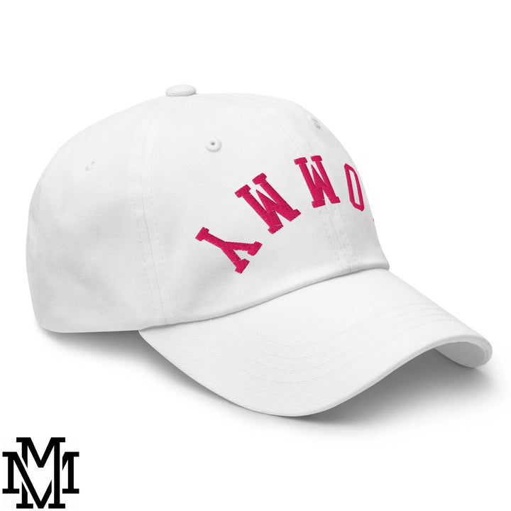 Upside Down Mommy Embroidered Unstructured Dad Hat - White