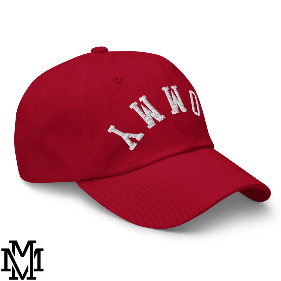 Upside Down Mommy Embroidered Unstructured Dad Hat - Cranberry