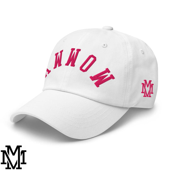 Upside Down Mommy Embroidered Unstructured Dad Hat - White