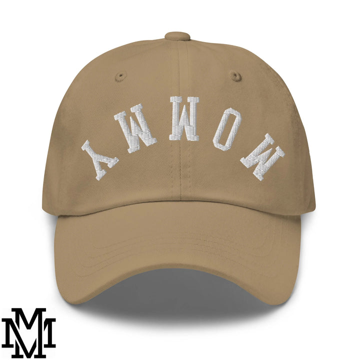 Upside Down Mommy Embroidered Unstructured Dad Hat - Khaki