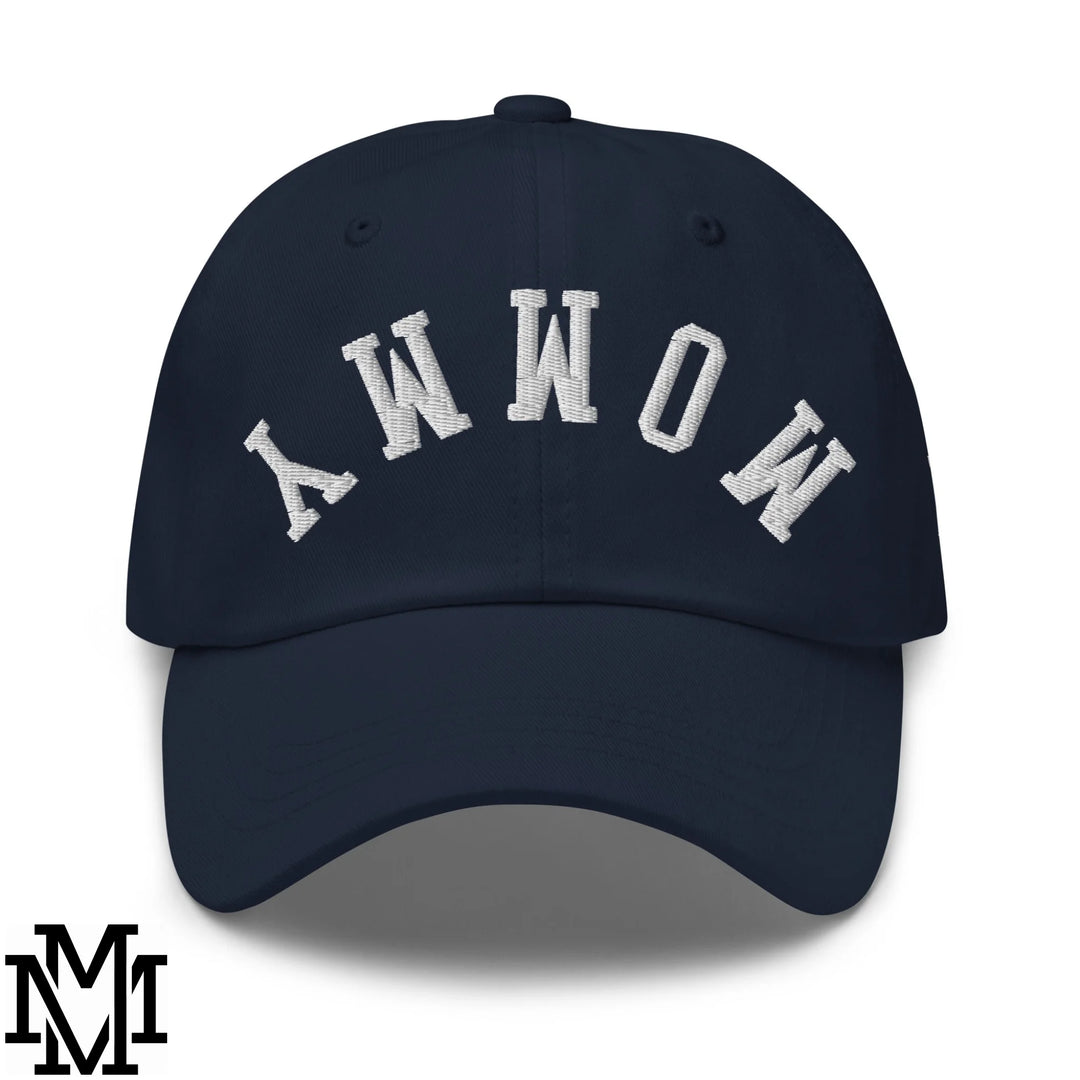 Upside Down Mommy Embroidered Unstructured Dad Hat - Navy
