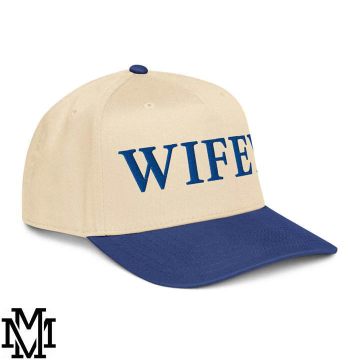 Wifey Embroidered Baseball Snapback Hat - Royal Natural