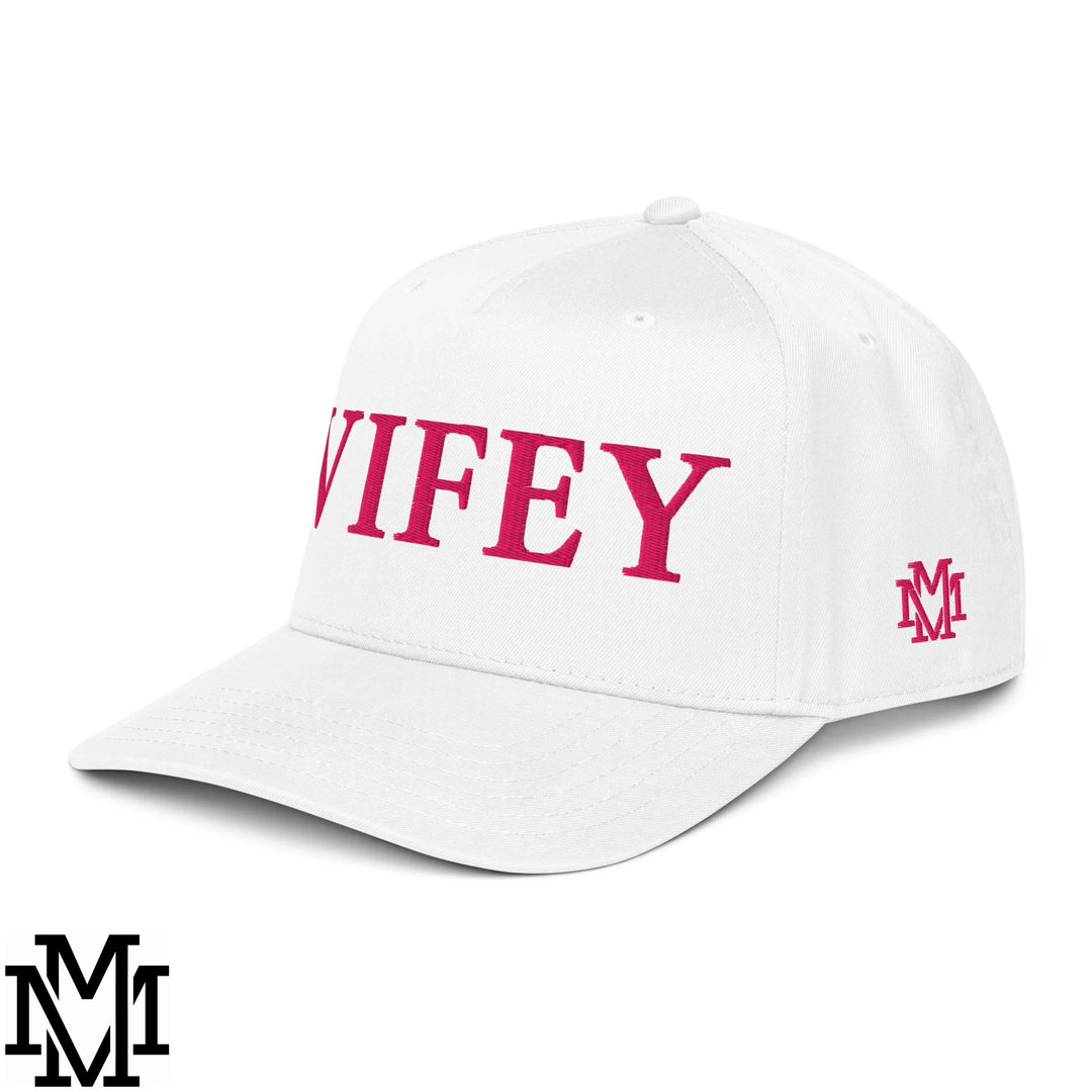 Wifey Embroidered Baseball Snapback Hat - White