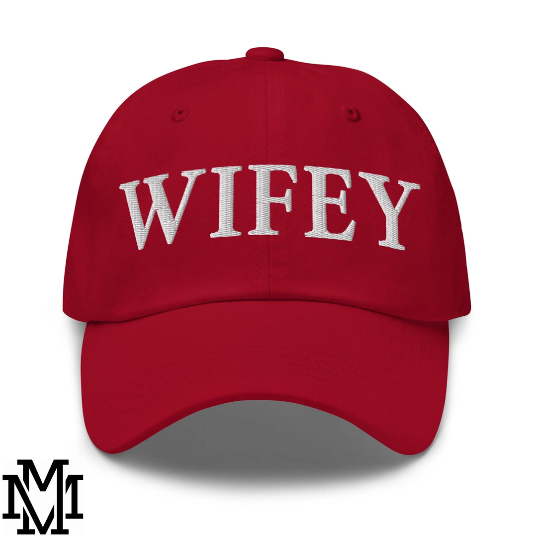 Wifey Embroidered Unstructured Dad Hat - Cranberry
