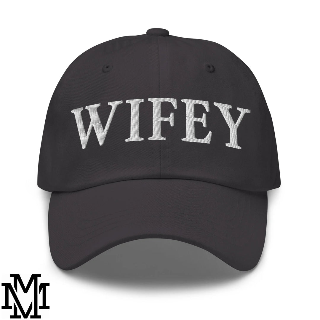 Wifey Embroidered Unstructured Dad Hat - Dark Grey
