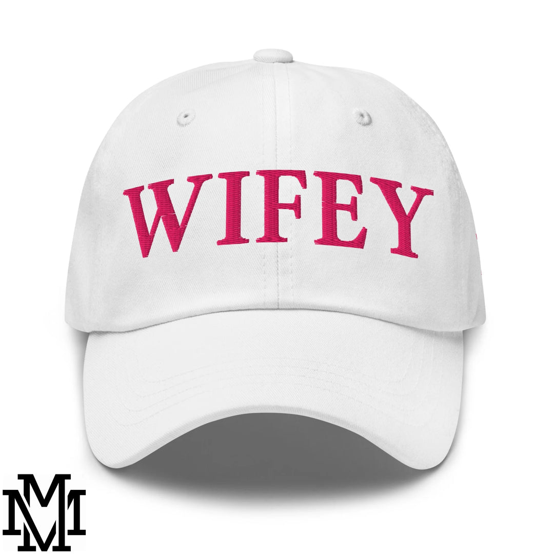 Wifey Embroidered Unstructured Dad Hat - White