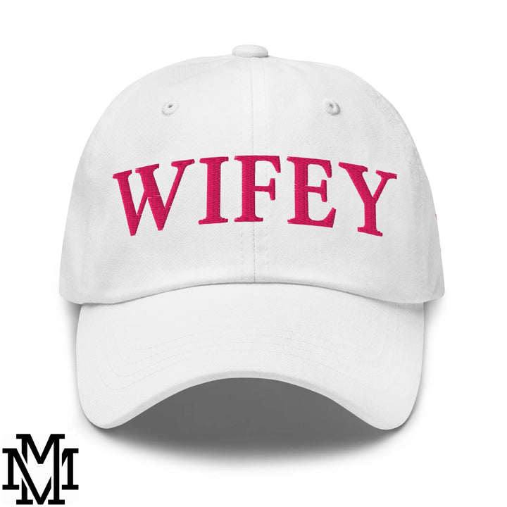 Wifey Embroidered Unstructured Dad Hat - White