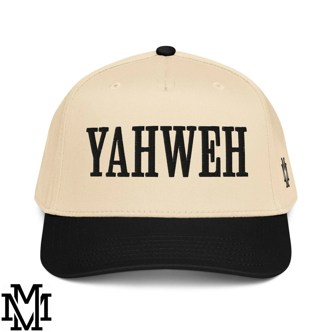 Yahweh Embroidered Baseball Snapback Hat - Black Natural