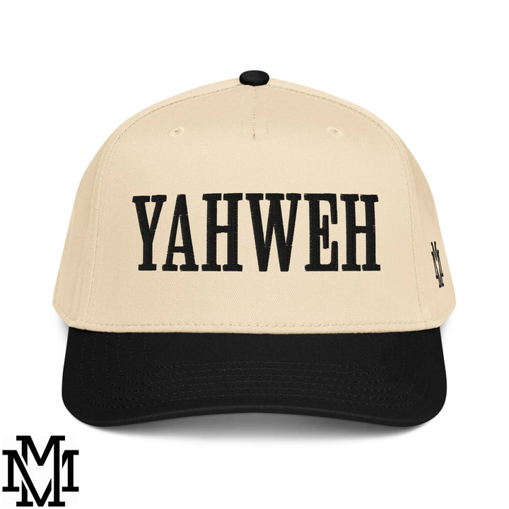 Yahweh Embroidered Baseball Snapback Hat - Black Natural