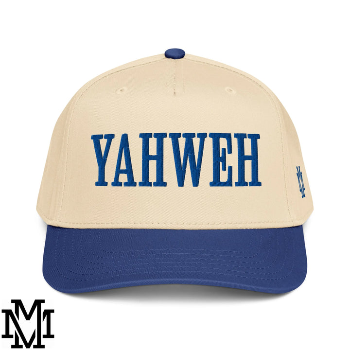 Yahweh Embroidered Baseball Snapback Hat - Royal Natural