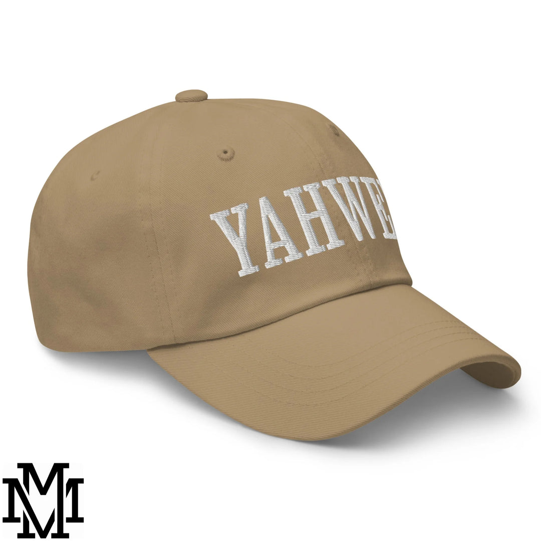 Yahweh Embroidered Unstructured Dad Hat - Khaki
