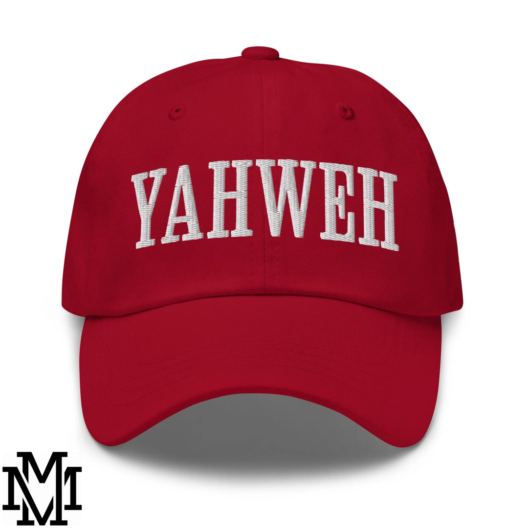 Yahweh Embroidered Unstructured Dad Hat - Cranberry