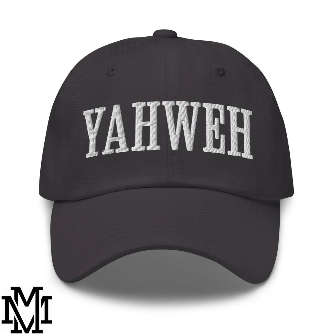 Yahweh Embroidered Unstructured Dad Hat - Dark Grey