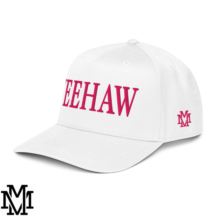 Yeehaw Embroidered Baseball Snapback Hat - White