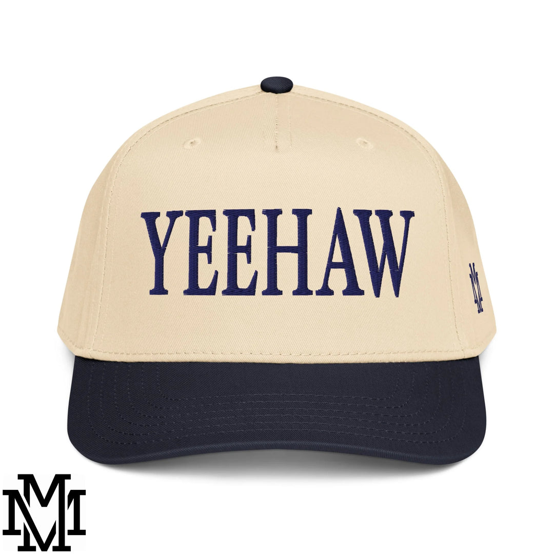 Yeehaw Embroidered Baseball Snapback Hat - Navy Natural